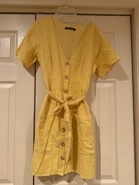 Abercrombie & Fitch Sunlit Yellow Button-Front Mini Dress
